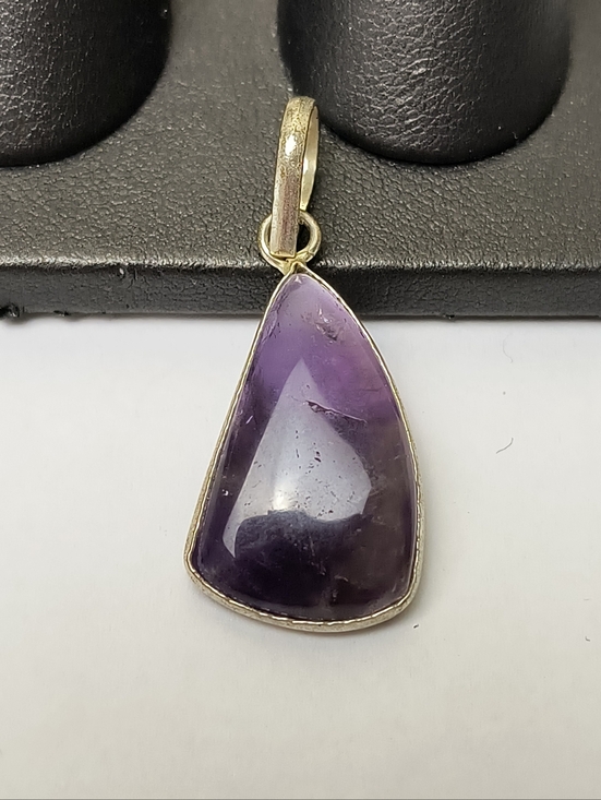 Jewelry - Handmade Artisan Silver Tone Amethyst Teardrop Pendant - Purple